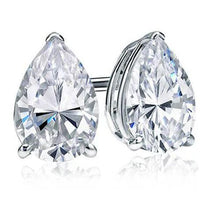Afbeelding in Gallery-weergave laden, Peer Cut Solitaire 4 Ct Echt Diamanten Oorknopjes Witgouden Dames Sieraden
