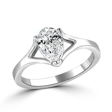 Peer Geslepen Solitaire 2 Kt Solitaire Echt Diamanten Verlovingsring Witgoud