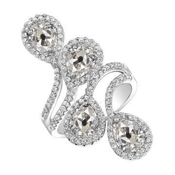 Peer Oude Mijn Geslepen Echt Diamanten Ring Gedraaide Schacht 5 Karaat Damessieraden
