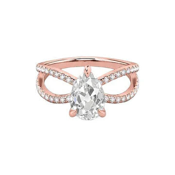 Peer Oude Mijn Geslepen Echt Diamanten Ring Gespleten Schacht 3,25 Karaat Roségoud