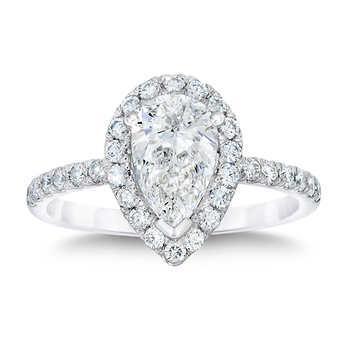 Peer & Ronde Halo Echt Diamanten Verlovingsring 1,45 Ct