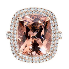 Afbeelding in Gallery-weergave laden, Perzik Kussen Morganiet Met Diamanten Ring Rose Goud Dames Sieraden
