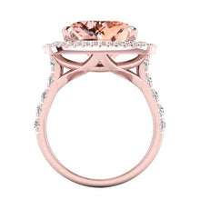 Afbeelding in Gallery-weergave laden, Perzik Kussen Morganiet Met Diamanten Ring Rose Goud Dames Sieraden
