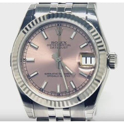 Rolex Datejust 31 mm Horloge met Roze Wijzerplaat met Streepindexen Jubilee-armband Midsize