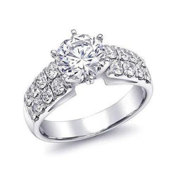 Prachtige 3.60 Karaat Ronde Natuurlijke uit de aarde gewonnen Diamanten Verlovingsring Witgoud 14K