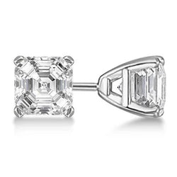 Prachtige Asscher Geslepen Echt Diamanten Oorknopjes 2 Karaat Witgoud 14K