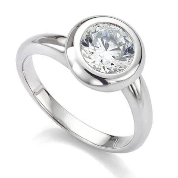 Prachtige Bezel Set Ronde Echt Diamanten Solitaire Ring 1,75 Ct