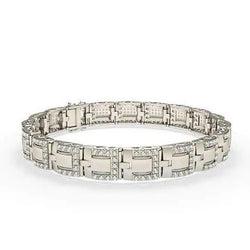 Prachtige Kleine 7 Karaat Echte Natuurlijke uit de aarde gewonnen Diamanten Heren Schakelarmband 14K WG