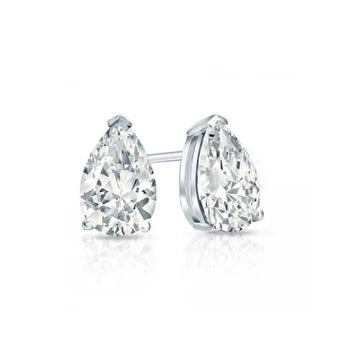Prachtige Peer 2 Karaats Solitaire Echt Diamanten Oorknopjes Wit Goud 14K