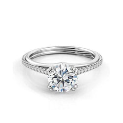 Prachtige Ronde Briljante 4 Karaats Echt Diamanten Solitaire Ring Met Accent