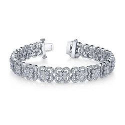 Prachtige Ronde Geslepen 12,20 Ct Echt Diamanten Bloeiende Schoonheid Armband Wit