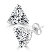 Afbeelding in Gallery-weergave laden, Prachtige Trilliant Geslepen Echt Diamant 2 Karaats Stud Dames Oorbel Wit Goud
