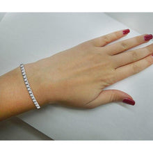 Afbeelding in Gallery-weergave laden, Prachtige Ronde Echt Diamanten Tennisarmband 6 karaat Witgoud 14K
