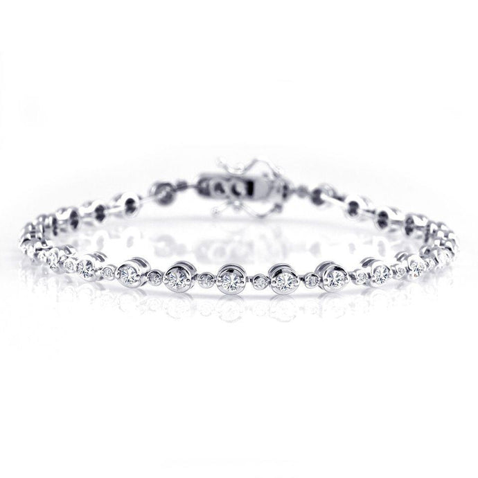 Prachtige Ronde Geslepen Echt Diamanten Tennisarmband Wit Goud 14K 4,20 Ct.