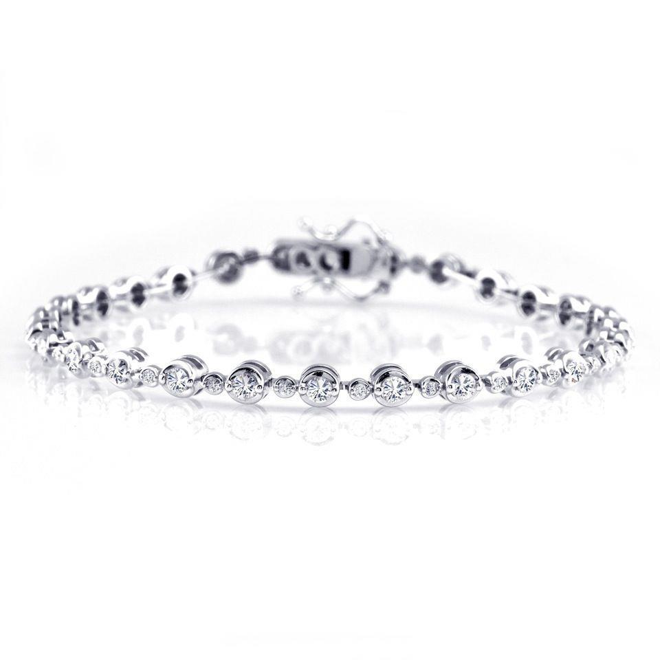 Prachtige Ronde Geslepen Echt Diamanten Tennisarmband Wit Goud 14K 4,20 Ct.