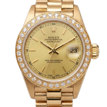 Afbeelding in Gallery-weergave laden, Presidentiële stijl Rolex Datumjust-horloge met champagnekleurige wijzerplaat

