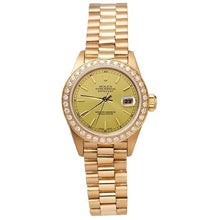 Afbeelding in Gallery-weergave laden, Presidentiële stijl Rolex Datumjust-horloge met champagnekleurige wijzerplaat

