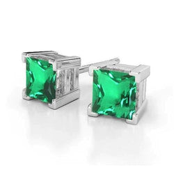 Princess Cut 8 Ct groene smaragd Lady Stud Oorbellen wit goud nieuw