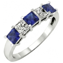 Afbeelding in Gallery-weergave laden, echte princess saffier 1.75karaat ring close-up detail
