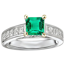 Afbeelding in Gallery-weergave laden, Colombiaanse Smaragd Sieraadsteen Ring 4 karaat Bicolor 14K Goud – zijaanzicht
