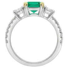 Afbeelding in Gallery-weergave laden, Fijne Smaragd Edelsteen Ring 2 karaat Bicolor 14K Goud – profielaanzicht
