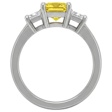 Afbeelding in Gallery-weergave laden, Prinses uit de aarde gewonnen diamant gele saffier ring 5 karaat 3-steen Witgoud 14K
