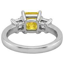 Afbeelding in Gallery-weergave laden, Prinses uit de aarde gewonnen diamant gele saffier ring 5 karaat 3-steen Witgoud 14K
