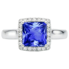 Afbeelding in Gallery-weergave laden, Prinses Geslepen Ceylonese Saffier Natuurlijke uit de aarde gewonnen Diamanten Edelsteen Ring 5.40 Karaat
