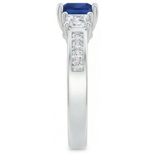Afbeelding in Gallery-weergave laden, Princess cut 2,85 ct saffier en Natuurlijke echte diamanten ( niet in een laboratorium gekweekt ) trouwring wit goud 14K
