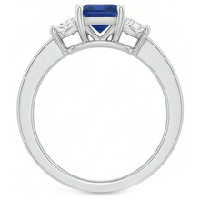 Afbeelding in Gallery-weergave laden, Princess cut 2,85 ct saffier en Natuurlijke echte diamanten ( niet in een laboratorium gekweekt ) trouwring wit goud 14K
