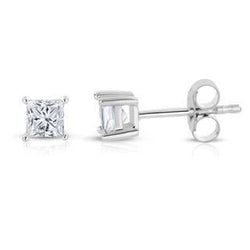 Princess Cut 2 Karaats Echt Diamanten Dames Oorknopjes Wit Goud 14K