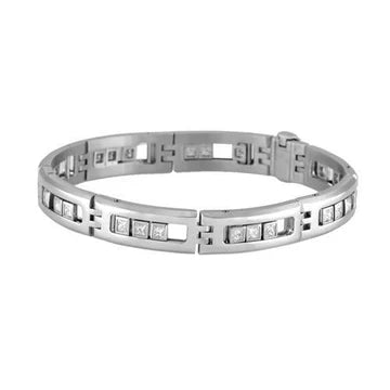 Princess Cut 3.60 Karaat Echt Diamanten Heren Armband Wit Goud 14K