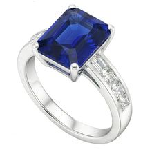 Afbeelding in Gallery-weergave laden, Princess &amp; Baguette Diamond Sapphire Ring Radiant 3 karaats kanaalset
