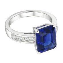 Afbeelding in Gallery-weergave laden, Princess &amp; Baguette Diamond Sapphire Ring Radiant 3 karaats kanaalset
