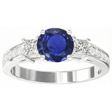 Afbeelding in Gallery-weergave laden, echte round saffier 3.50karaat ring close-up detail
