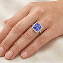 Afbeelding in Gallery-weergave laden, Prinses Geslepen Ceylonese Saffier Natuurlijke uit de aarde gewonnen Diamanten Edelsteen Ring 5.40 Karaat
