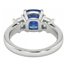 Afbeelding in Gallery-weergave laden, Prinses &amp; ronde Natuurlijke echte diamant ( niet in het laboratorium gekweekt )en ring Sierkussen Ceylon Sapphire 3 karaat goud
