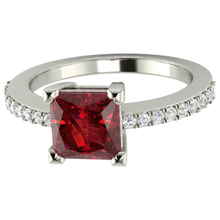 Afbeelding in Gallery-weergave laden, Prinses en rond geslepen 3.45 ct. Robijn En Diamanten Ring Wit Goud 14K
