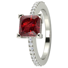 Afbeelding in Gallery-weergave laden, Prinses en rond geslepen 3.45 ct. Robijn En Diamanten Ring Wit Goud 14K
