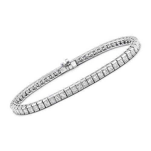 Prinses Geslepen 9 Karaat Sprankelende Echt Diamanten Tennisarmband WG 14K