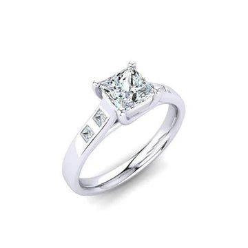 Prinses Geslepen Echt Diamanten Verlovingsring 1,82 Ct Witgoud 14k