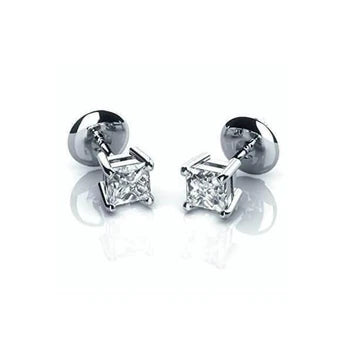 Prinses Geslepen Fonkelende 3,00 Ct Echt Diamanten Studs Oorbellen Wit Goud