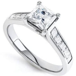 Prinses Geslepen Solitaire Met Accent 4 Ct Echt Diamanten Ring Wit Goud 14k