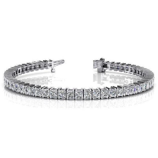 Prinses Geslepen Sprankelende Echt Diamanten Tennisarmband 11 Karaat Wg 14k