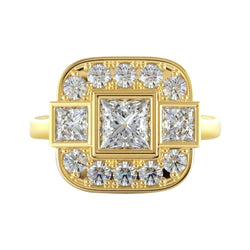 Prinses En Ronde Echt Diamanten Bruiloft 2,15 Karaats Ring Geel Goud 14K