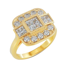 Afbeelding in Gallery-weergave laden, Prinses En Ronde Echt Diamanten Bruiloft 2,15 Karaats Ring Geel Goud 14K
