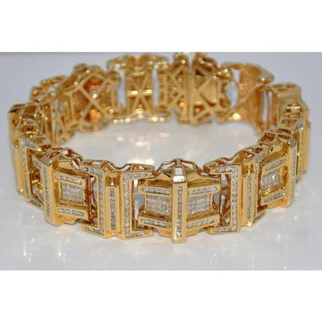 Prinses & Ronde 9 Karaat Echt Diamanten Herenarmband Geel Goud 14K