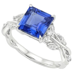 Prinsesslijpsel Blauwe Saffier IGI GECERTIFICEERDE Diamanten Ring 6.75 Karaat Luxe Sieraden