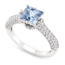 Afbeelding in Gallery-weergave laden, Prong Set 8,50 Karaat Aquamarijn Met Diamanten Ring Wit Goud 14K
