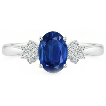 Afbeelding in Gallery-weergave laden, echte round saffier 3.20karaat ring close-up detail
